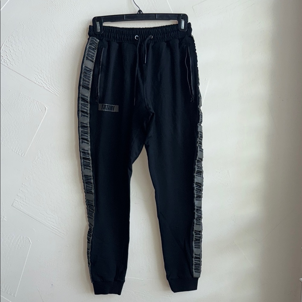 Black Jogger Pants with Side Stripes